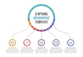 Infographic template with five steps, flow chart, 5 elements vector