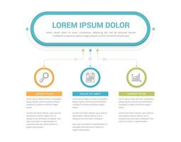 Flow chart template, diagram, 3 elements vector