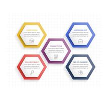 Infographic template with five hexagons vector