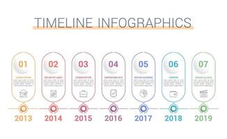 Timeline infographics template with five vertical elements vector