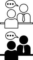 Interview Icons. Black and White Icons. Two People Talking. Job Interview, Journalist Asking Questions. Meeting Concept vector