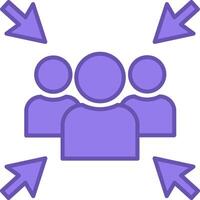Meeting Point Color Icon. Icon. Directional Arrows. Gathering of People in a Specific Location vector