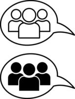 Group Talk Icons. Black and White Icons. Group of People Discussing Important Issues. Meeting Concept vector