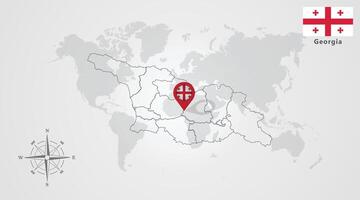 Georgia flag icon design with map outline, Template with the national flag and map vector
