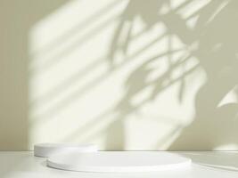 Elegant White Podium with Nature Inspired Shadows photo