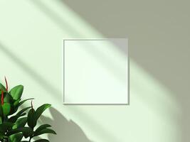 Mock Up of Frame in Scandinavian Boho Green Space photo