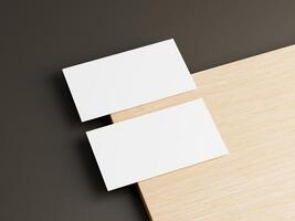 Clean Business Card Design on Rustic Wooden Background photo