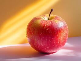 A red apple sitting on a table photo