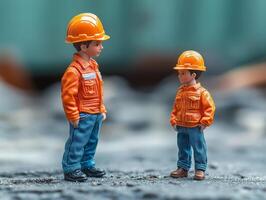 A toy construction worker and his son photo