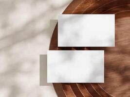 Modern Business Card Design Showcase on Wooden Texture photo