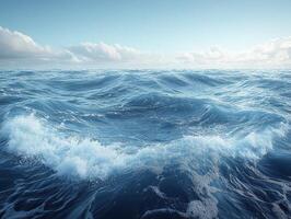 ocean scene with gentle waves under a clear sky and soft clouds photo