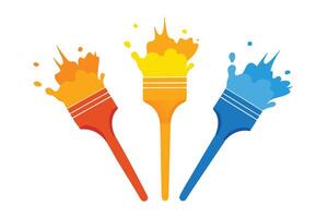 Paintbrushes in Primary Colors Showcase Creativity vector