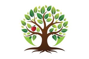 Vibrant apple tree graphic design, perfect for educational resources. vector
