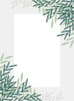 Green leaf illustration design in watercolor color style. Natural background with place for text vector