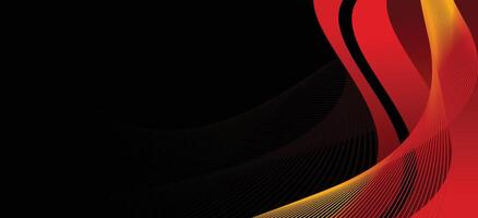 Black background with red yellow gradient waves. futuristic background copy space for banner or poster vector