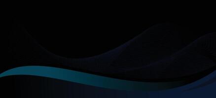 Black background with dark soft blue waves. futuristic background copy space for banner or poster vector