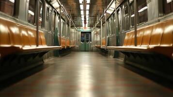 Empty Subway Carraige with Minimalistic Design and Moody Lighting photo