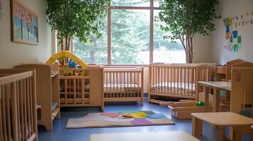 Serene Daycare Center Room with Cribs and Play Area photo
