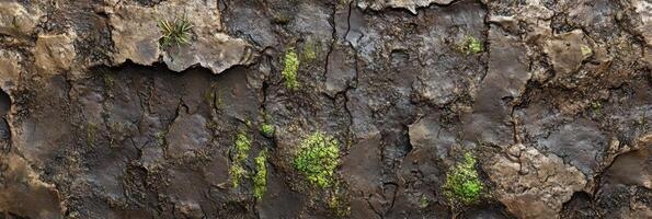 Natural tree bark texture with moss and lichen details captured in forest photo