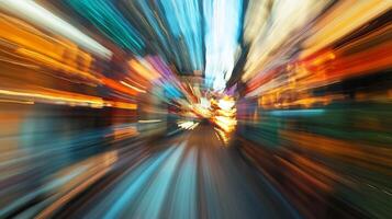 Abstract Motion Blur of City Lights Creating Dynamic Urban Vibes photo