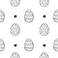 Seamless pattern with doodle easter eggs on white background. Used for wallpaper, textile, background, surface textures. vector