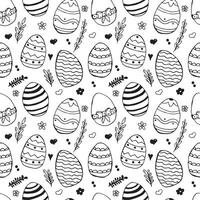 Seamless pattern with doodle easter eggs background. Used for wallpaper, textile, background, surface textures. vector