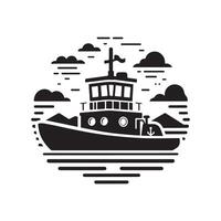 Towboat Silhouette Vectors Graphics for Educational Posters