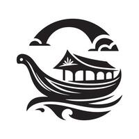 Sampan Silhouette Vectors Graphics for Custom Illustrations