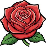 Vibrant Red Rose Illustration, Perfect for Design Projects vector