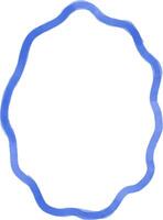 Outline scallop frame border in watercolor style. Retro frame with wavy border. Brush hand drawn oval vector
