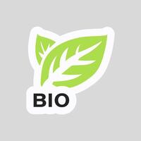 Bio slogan on ecology sticker in flat design. illustration isolated. vector