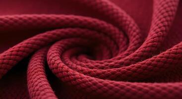 Red fabric chenille with a spiral pattern. The fabric is red and has a lot of texture. The spiral pattern is very intricate and detailed photo