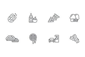 Fast food icon set..Editable stroke.linear style sign for use web vector