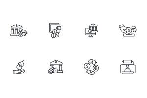 Bank icon set..Editable stroke.linear style sign for use web design vector