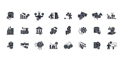 Business failure icon set..Editable stroke.linear style sign for use web vector