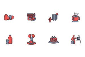 Breakfast icon set..Editable stroke.linear style sign for use web vector