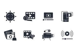 media icon set..Editable stroke.linear style sign for use web design vector