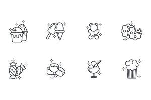 Sweets and desserts icon set..Editable stroke.linear style sign for use vector