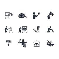 Painting icon set..Editable stroke.linear style sign for use web vector