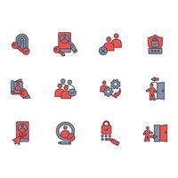 User account icon set..Editable stroke.linear style sign for use web design vector