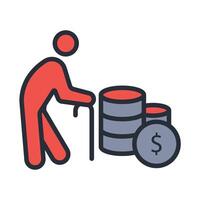retirement icon. .Editable stroke.linear style sign for use web vector
