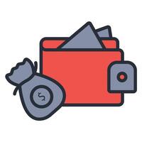 wallet icon. .Editable stroke.linear style sign vector