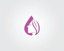 Beauty with drop and face logo design concept template. vector