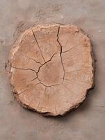 Tree trunk cross section on a textured background photo
