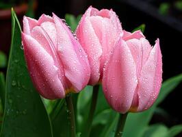 Flower゜・*:.。❁ Delicate Pink Flowers with Dew Drops Stunning Nature Closeup
