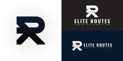 The dynamic logo design features the initials E and R creatively intertwined, creating a unique and visually striking symbol that evokes a sense of speed, efficiency, and global reach vector