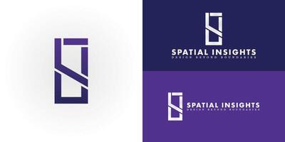 The dynamic logo design features the initials SI creatively intertwined, creating a unique and visually striking symbol that evokes a sense of structure, innovation, and architectural ingenuity. vector