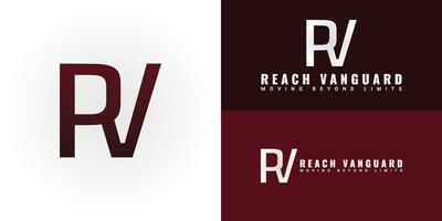 The dynamic logo design features the initials RV elegantly intertwined, creating a unique and visually striking symbol that evokes a sense of speed, efficiency, and forward movement. vector