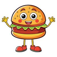 a hamburger character with arms up and legs vector