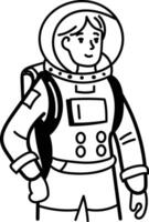 Female astronaut icon in drawing style vector